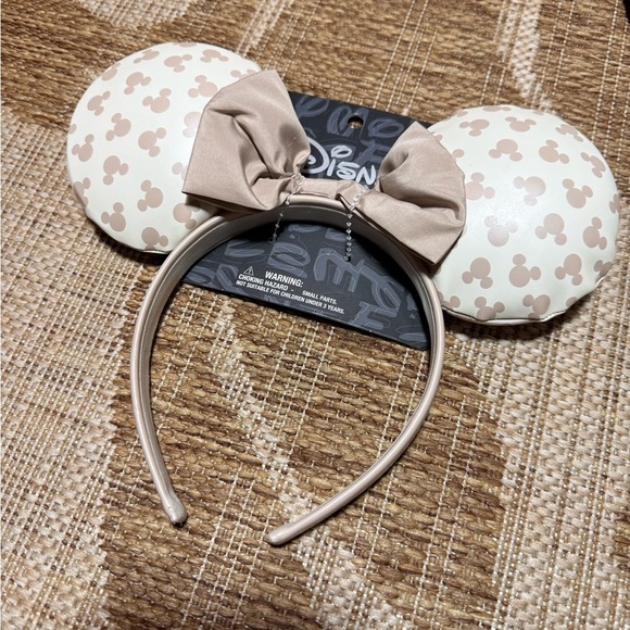 DISNEY EARS - 2 pieces! Black/silver and Tan/white Mickey Mouse Disneyworld NEW - Picture 3 of 6